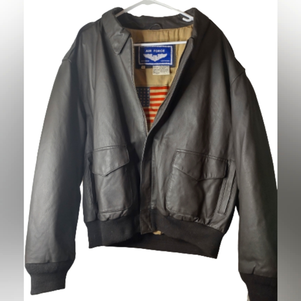 Vtg Airborne Leather AIR FORCE Military USA A2 Flight Aviator Bomber Jacket